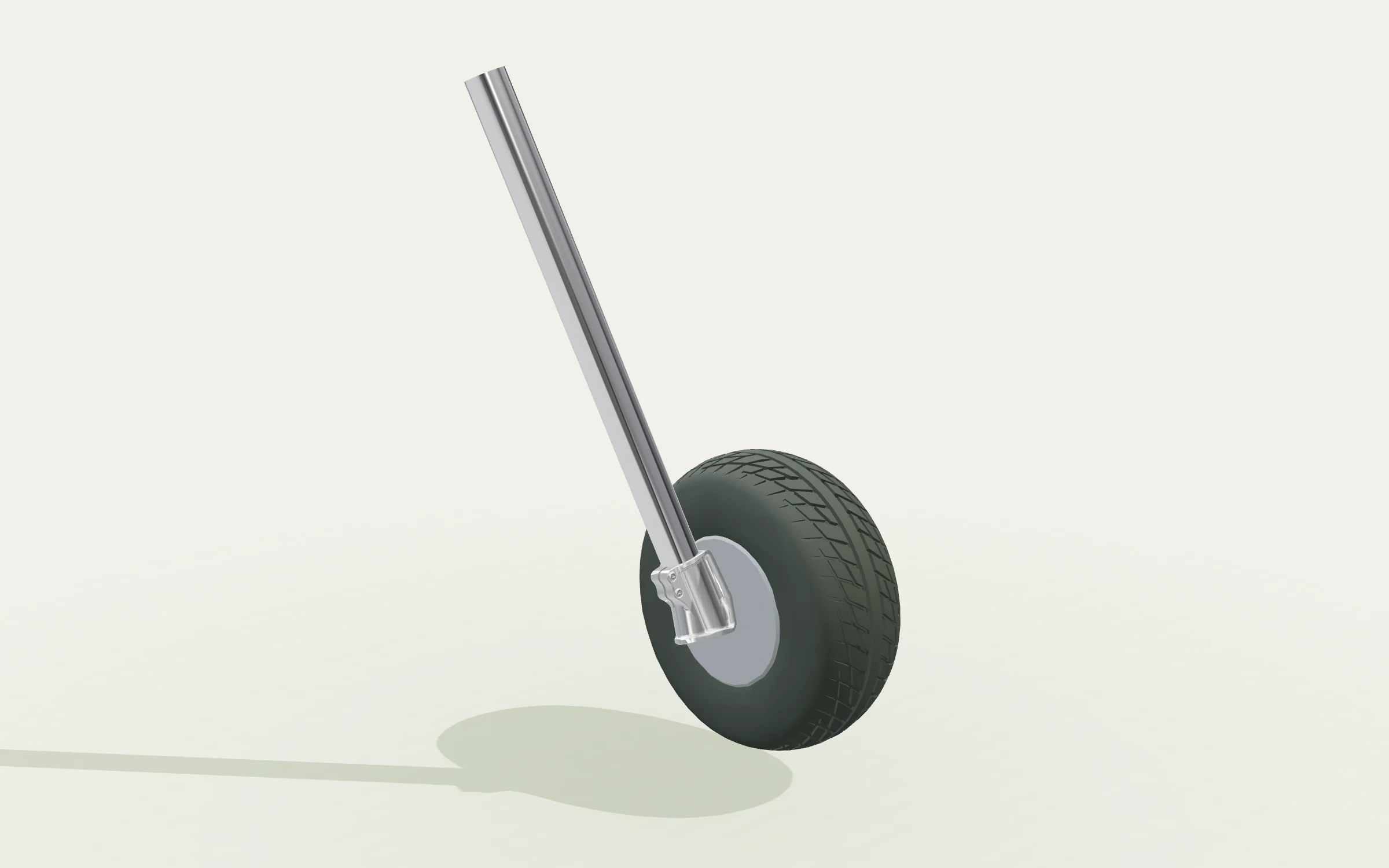 Long-travel shock-absorbing landing strut and electrically driven wheel